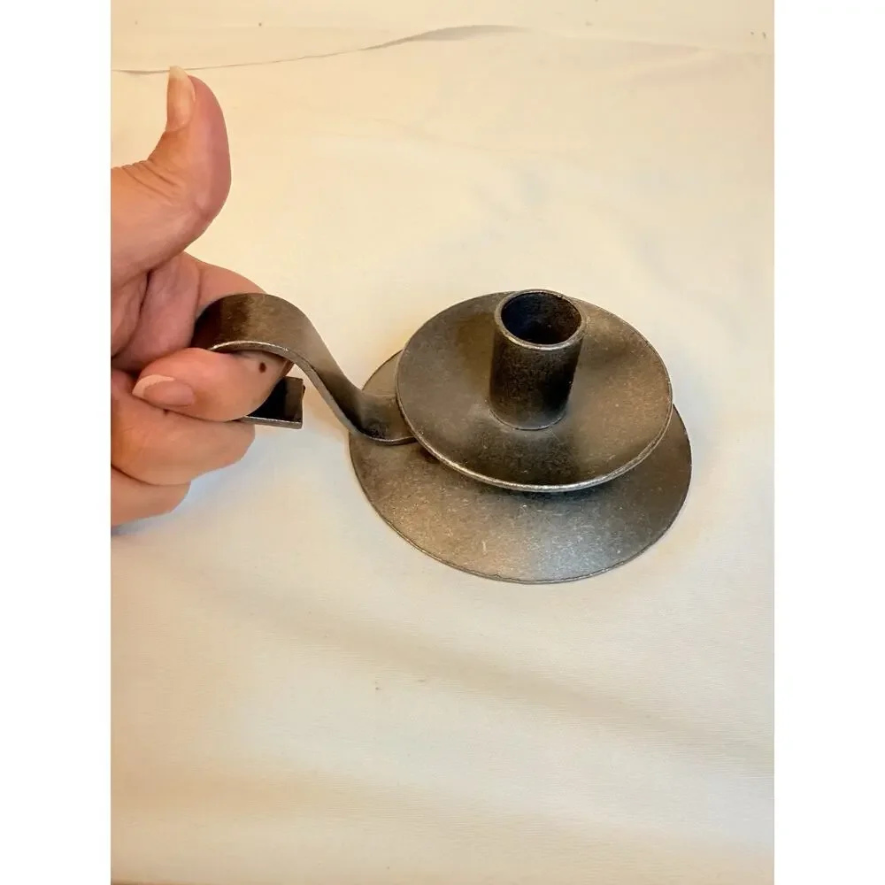 Vintage Hand Forged Iron Colonial Chamber Candle Holder